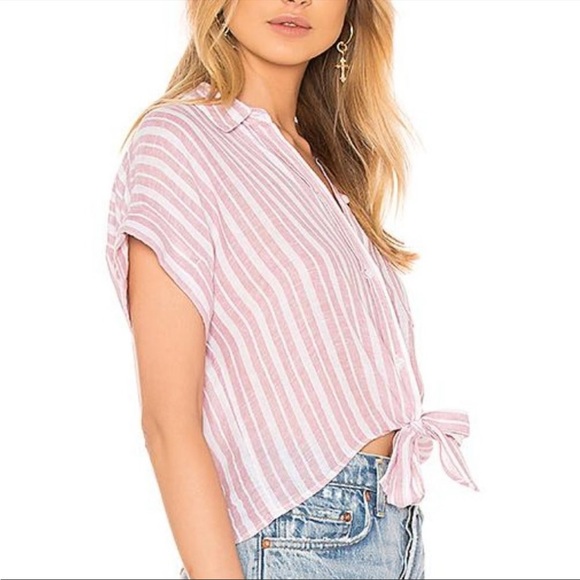 Rails Bordeaux Linen Tie Top - Picture 1 of 4